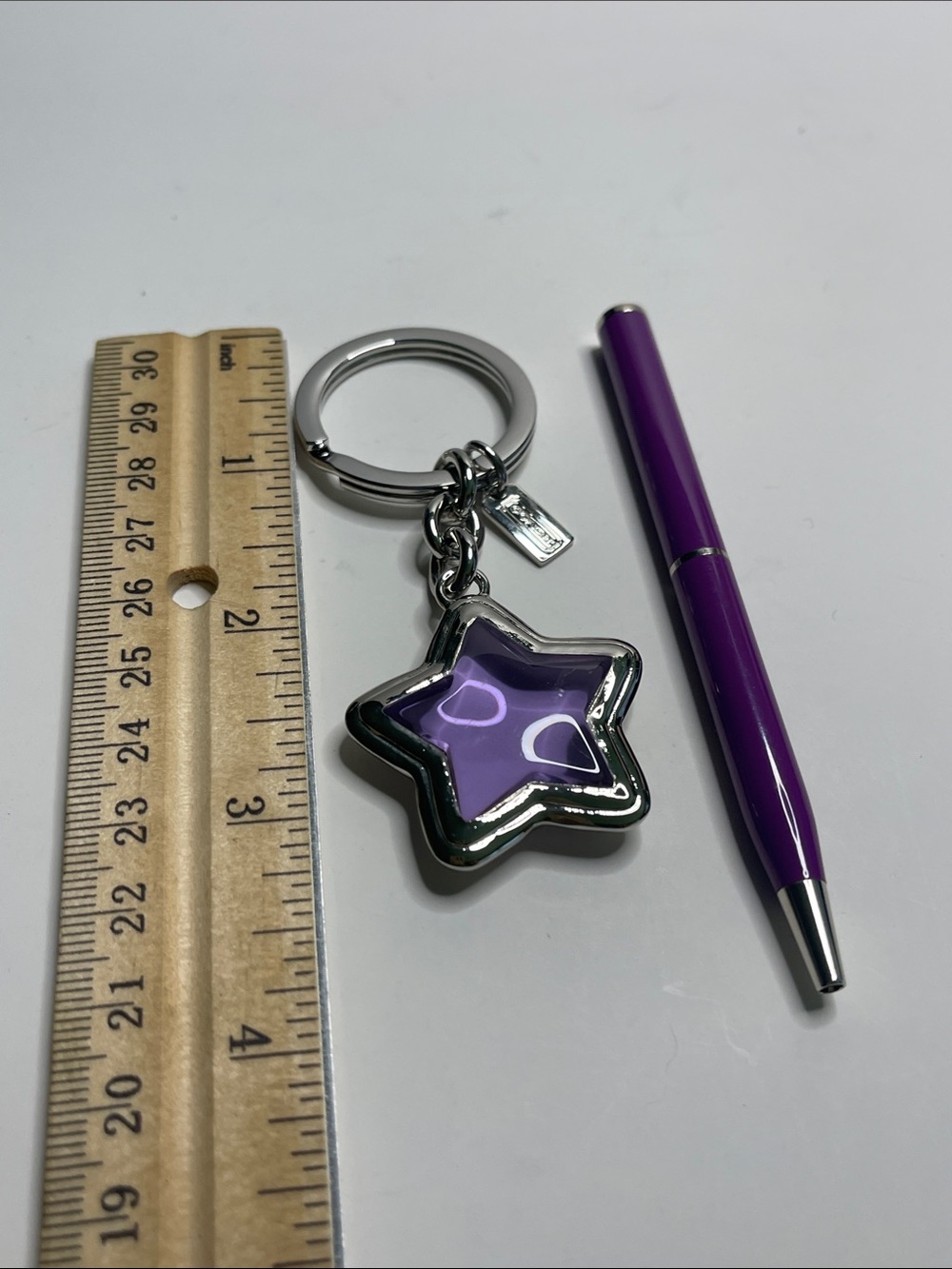Coach Silver Star Keychain with Purple Inlay and Coach Pen - Picture 3 of 6